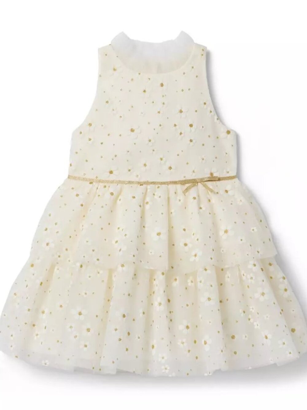 Janie and Jack The Shimmer Floral Dress Ivory And Gold Size 2 NEW $109